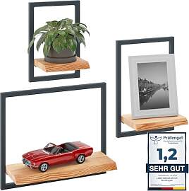 LAMO Manufaktur Wandregale aus Holz Set 3 St.