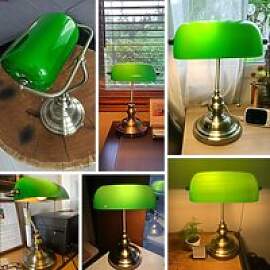 Lampenschirm aus grünem Glas, Schreibtischlampe,