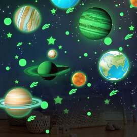 LANAFAY 9 Planeten Wandsticker Leuchtaufkleber