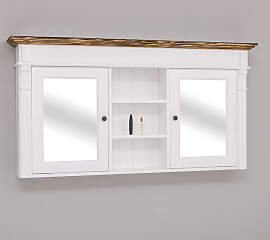Landhaus Bad Spiegelschrank, 2 Spiegel weiß-braun
