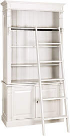 Landhaus Bücherregal mit Leiter, altweiß