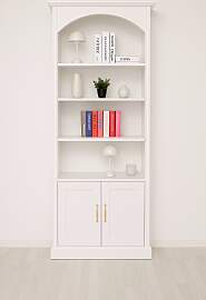 Landhaus-Bücherregal mit modernem Bogen weiß