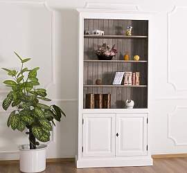 Landhaus Bücherregal weiß mit Unterschrank