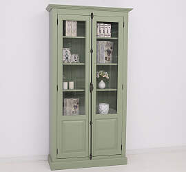 Landhaus Bücherschrank mit Glastüren, grün