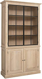 Landhaus Bücherschrank mit Glastüren Massivholz