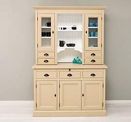 Landhaus-Buffetschrank beige und weiß