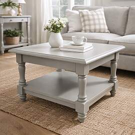 Landhaus Couchtisch mit Ablage achatgrau shabby