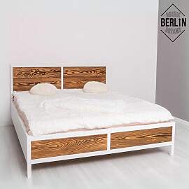Landhaus Doppelbett Berlin, weiß braun (180x200cm)
