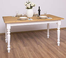 Landhaus Esstisch Paris weiß, mit gewachster