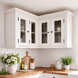 Landhaus Hänge-Eckschrank Glastüren