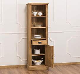 Landhaus Hochschrank aus Massivholz, braun gewachst