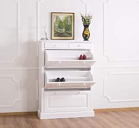 Landhaus Schuhschrank mit Kippfächern weiß