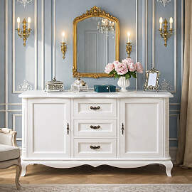 Landhaus Sideboard weiß Massivholz