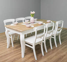 Landhausstil Essgruppe weiß - 6 Personen Set