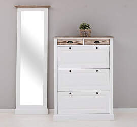 Landhausstil Schuhkipper inkl. Fullsize-Spiegel