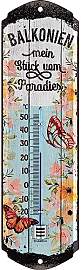 LANOLU Retro Blechschild BALKONIEN THERMOMETER