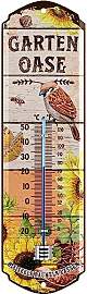 LANOLU Retro Blechschild Garten Oase Thermo Meter