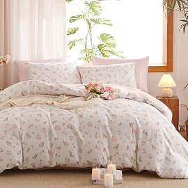 Lanqinglv Bettwäsche 135x200 Rosa Blumen