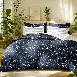 Lanqinglv Bettwäsche 155x220 cm Marineblau Weiß