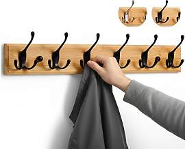 LARHN Garderobenhaken Holz - Garderobenleiste Holz 