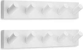 LARHN Garderobenleiste Weiß mit 5 Haken XL (2
