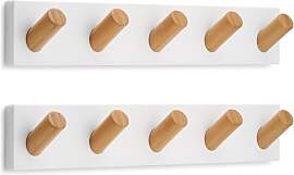 LARHN Garderobenleiste Weiß mit 5 Haken XL (2