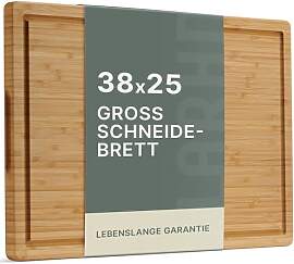 LARHN Schneidebrett aus Bambus, 38.5 x 25 x 2 cm,