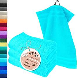 Lashuma 4er Set Gästehandtuch Türkis - Lagunen,