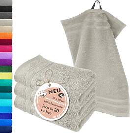 Lashuma Handtuch Set Gästehandtuch Grau - Kiesel, 