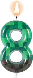 Lasuroa Grüne Pixel Geburtstagskerze mit Motiv