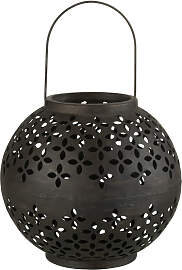 Laterne Kugel Perforiert Eisen Schwarz Matt