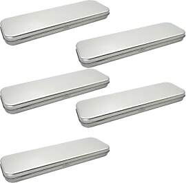 LATRAT 5 x Metall-Stifte-Etui, rechteckige