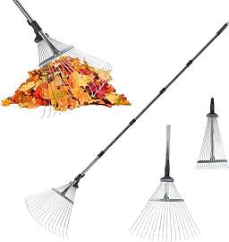 Laubrechen Verstellbar mit Teleskopstiel,18-Zinken 