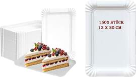 Lauroo 1500 Stück Pappteller eckig Weiß 13 x 20