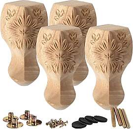 La Vane 4 Stück Massivholz Möbelfüße 25cm (10