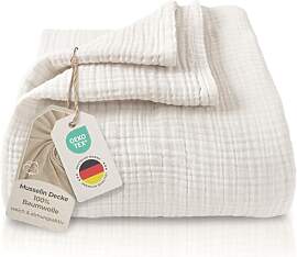 LAYNENBURG Premium Musselin Tagesdecke 180x220 cm