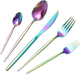 LAZAHOME Regenbogen Besteck Set 6 Personen, 30