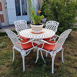 Lazy Susan 88 cm Runder Mia Gartentisch in Weiß
