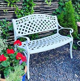 Lazy Susan Rose Metall-Gartenbank | 2-Sitzer