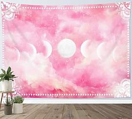 LB Wandteppich Rosa Wolke Wandtuch Mondphase