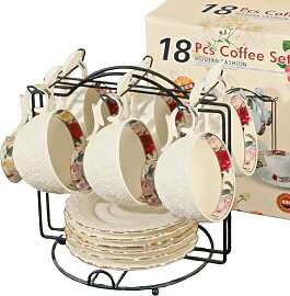 lcvtos 18 Stück Keramik Kaffeetasse Set, 200ml,