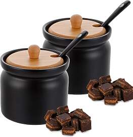 LDXDRU 2er Set Zuckerdose mit Deckel und Löffel,