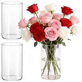 LDXDRU 3er Set Glasvasen 15cm Hohe Glasvase