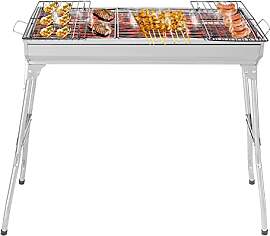 LEADZM Holzkohlegrill, Edelstahl Camping