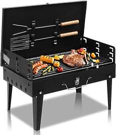 LEADZM Holzkohlegrill mit Deckel - Klappgrill für 