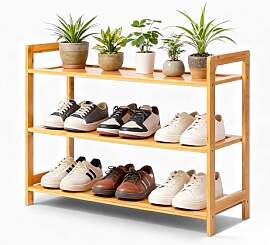 LEADZM Schuhregal, Schuhschrank, Bambus Schuhbank