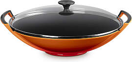 Le Creuset Wok mit Glasdeckel 36 cm Ofenrot