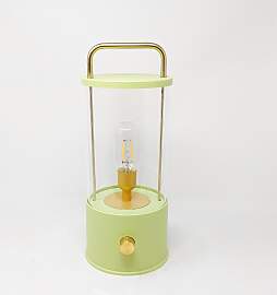 LED Deko Lampe Laterne grün H. 34cm Akku mit USB