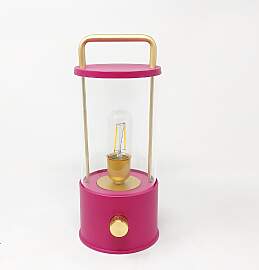 LED Deko Lampe Laterne pink H. 34cm Akku mit USB