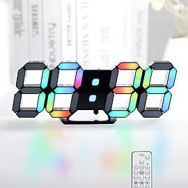 LED-Digitaluhr, Neonuhr, 24,6 cm, schwarz,